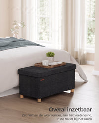 Opbergbank met Deksel en Houten Poten, 76 of 110 cm