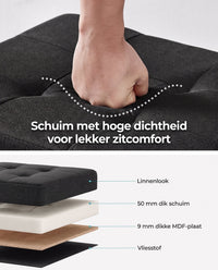 Opbergbank met Deksel en Houten Poten, 76 of 110 cm