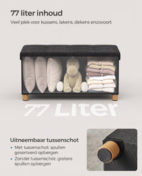 Opbergbank met Deksel en Houten Poten, 76 of 110 cm