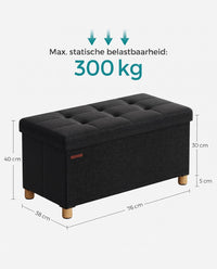 Opbergbank met Deksel en Houten Poten, 76 of 110 cm