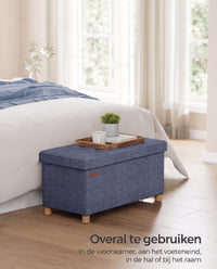 Opbergbank met Deksel en Houten Poten, 76 of 110 cm
