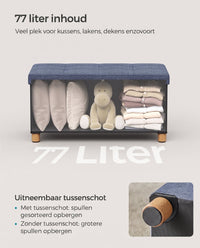 Opbergbank met Deksel en Houten Poten, 76 of 110 cm