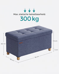 Opbergbank met Deksel en Houten Poten, 76 of 110 cm
