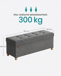 Opbergbank met Deksel en Houten Poten, 76 of 110 cm