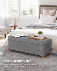 Opbergbank met Deksel en Houten Poten, 76 of 110 cm