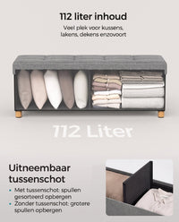 Opbergbank met Deksel en Houten Poten, 76 of 110 cm