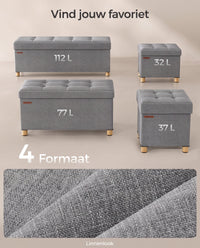 Opbergbank met Deksel en Houten Poten, 76 of 110 cm