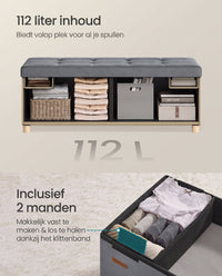 Opvouwbare Opbergbank met Deksel en Fluwelen Zitting, 110 cm