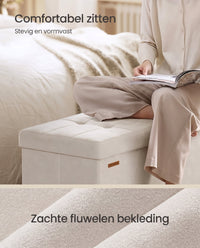 Opvouwbare Opbergbank met Deksel en Fluwelen Zitting, 110 cm
