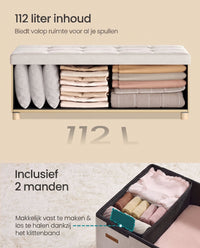 Opvouwbare Opbergbank met Deksel en Fluwelen Zitting, 110 cm