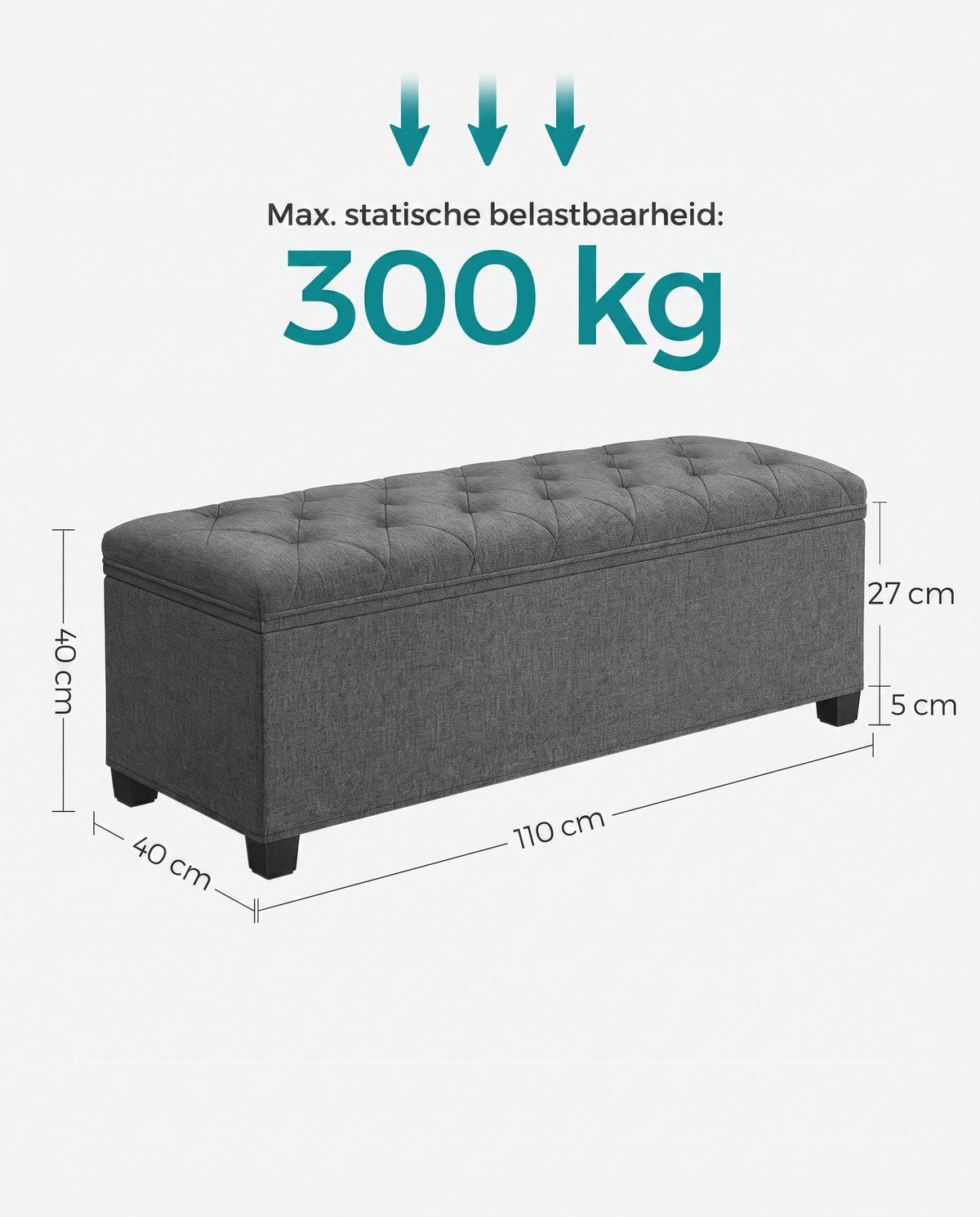 Opvouwbare Opbergbank met Afneembare Hoes, 110 cm
