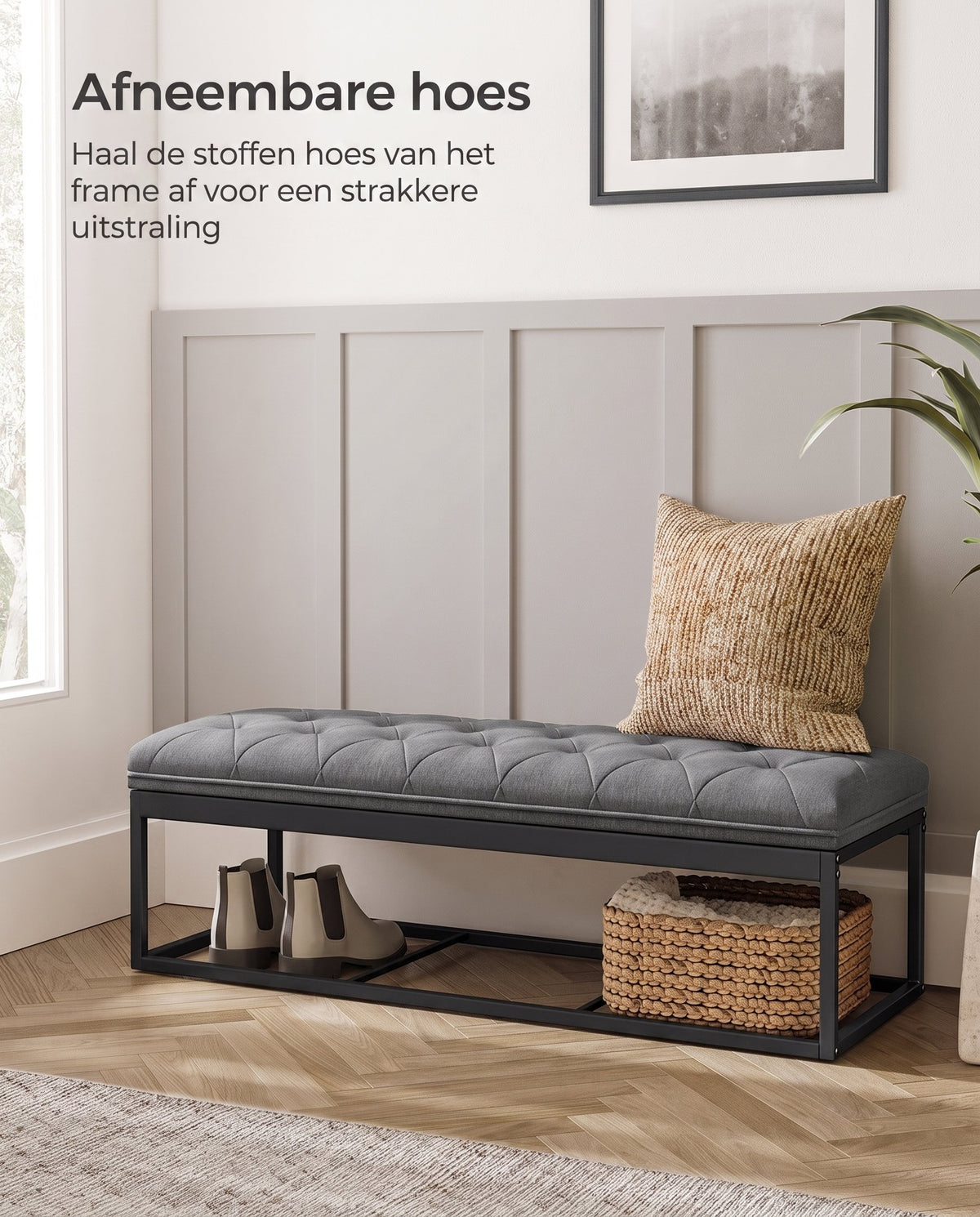 Opvouwbare Opbergbank met Afneembare Hoes, 110 cm