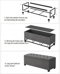 Opvouwbare Opbergbank met Afneembare Hoes, 110 cm