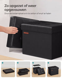 Opvouwbare Opbergpoef met Zitting van Kunstleer, 31 x 41 x 31 cm