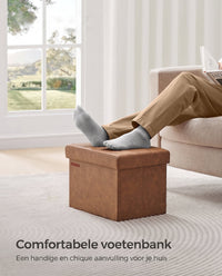 Opvouwbare Opbergpoef met Zitting van Kunstleer, 31 x 41 x 31 cm