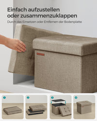 Opbergbank van Imitatielinnen met Opklapbaar Deksel, 41 tot 110 cm