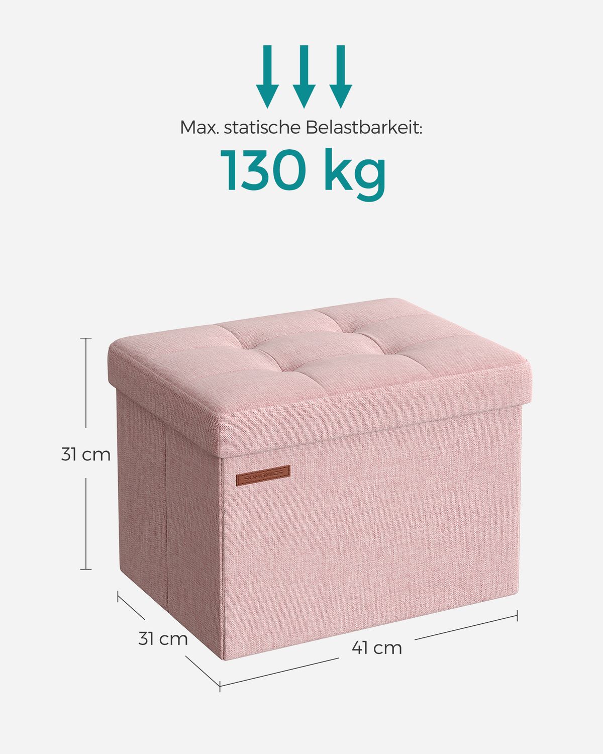 Opbergbank van Imitatielinnen met Opklapbaar Deksel, 41 tot 110 cm