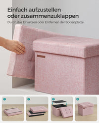 Opbergbank van Imitatielinnen met Opklapbaar Deksel, 41 tot 110 cm