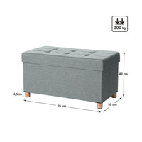 Opbergbank met Deksel en Houten Poten, 76 of 110 cm