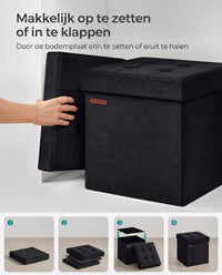 Opvouwbare Opbergpoef van Fluweel met Deksel