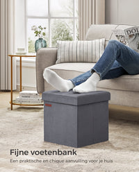 Opvouwbare Opbergpoef van Fluweel met Deksel