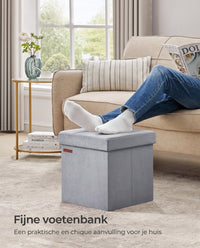 Opvouwbare Opbergpoef van Fluweel met Deksel