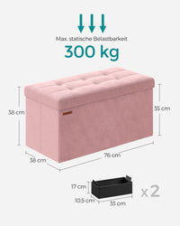Opbergbank van Fluweel met Opklapbare Zitting, 76 of 110 cm Breed
