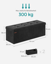 Opbergbank van Fluweel met Opklapbare Zitting, 76 of 110 cm Breed