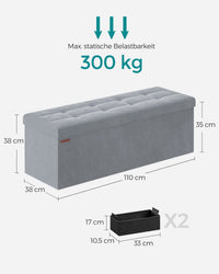 Opbergbank van Fluweel met Opklapbare Zitting, 76 of 110 cm Breed