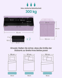 Opbergbank van Fluweel met Opklapbare Zitting, 76 of 110 cm Breed