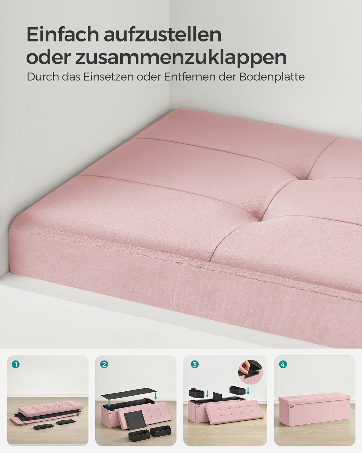 Opbergbank van Fluweel met Opklapbare Zitting, 76 of 110 cm Breed