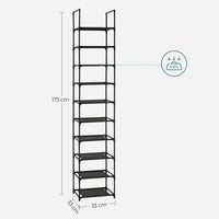 Smal Schoenenrek met 10 Niveaus, 33 x 33 x 173 cm