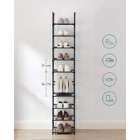 Smal Schoenenrek met 10 Niveaus, 33 x 33 x 173 cm