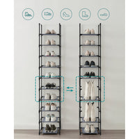 Smal Schoenenrek met 10 Niveaus, 33 x 33 x 173 cm