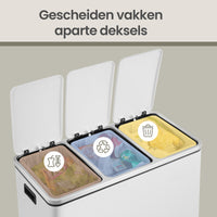 Afvalscheidingssysteem met Voetpedaal en 3 Binnenemmers van 18 Liter