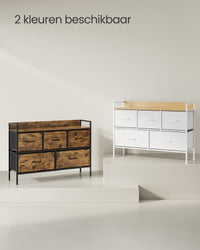 Ladekast met 5 Stoffen Lades met Handgrepen en Stalen Frame, 29 x 98,2 x 70 cm