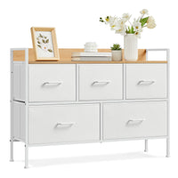 Ladekast met 5 Stoffen Lades met Handgrepen en Stalen Frame, 29 x 98,2 x 70 cm