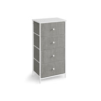 Hoge Smalle Ladekast met 4 Stoffen Lades en Metalen Frame, 30 x 45 x 91,7 cm
