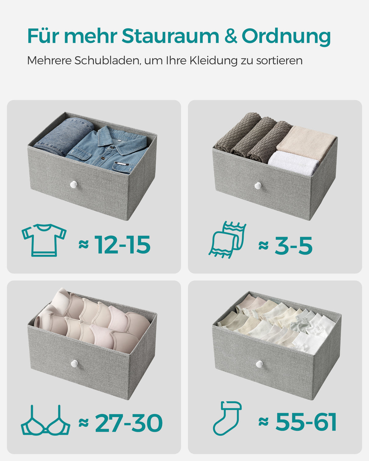 Hoge Smalle Ladekast met 4 Stoffen Lades en Metalen Frame, 30 x 45 x 91,7 cm