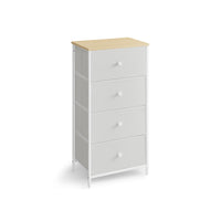 Hoge Smalle Ladekast met 4 Stoffen Lades en Metalen Frame, 30 x 45 x 91,7 cm