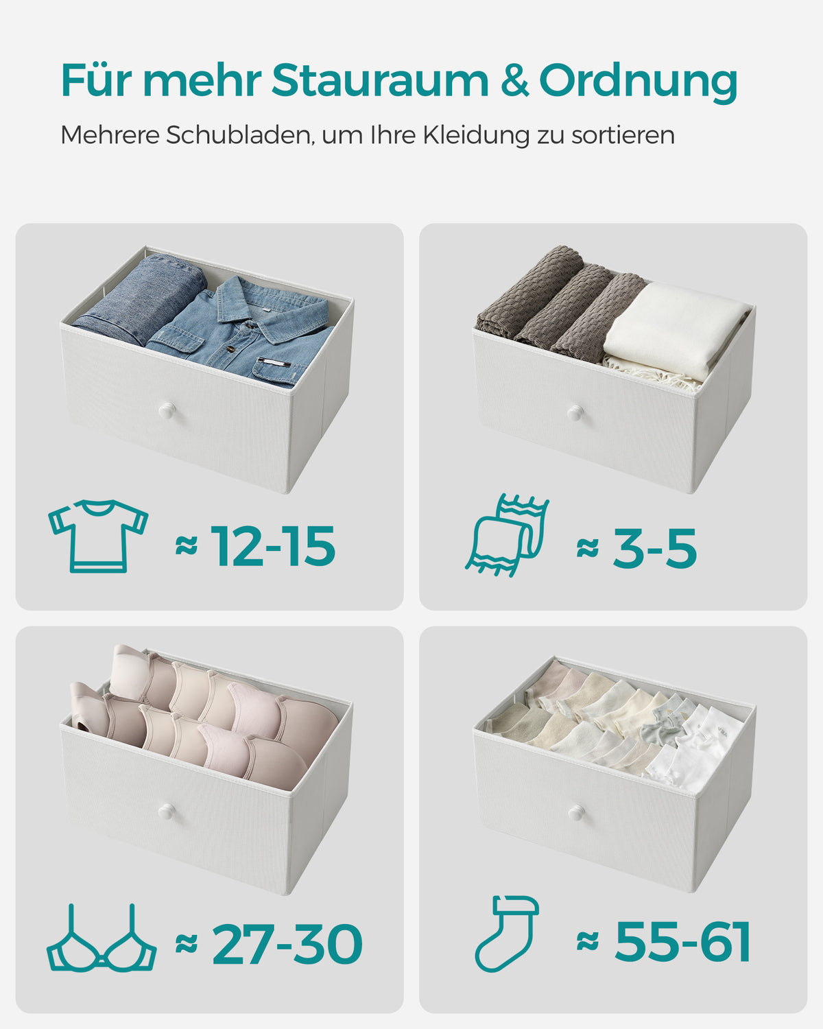 Hoge Smalle Ladekast met 4 Stoffen Lades en Metalen Frame, 30 x 45 x 91,7 cm