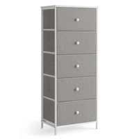 Hoge Smalle Ladekast met 4 Stoffen Lades en Metalen Frame, 30 x 45 x 91,7 cm