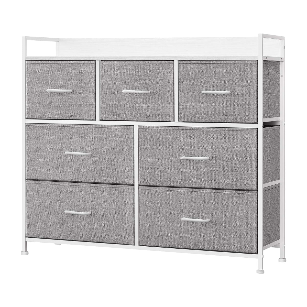 Ladekast met 7 Stoffen Lades en Metalen Frame, 28,6 x 98,1 x 85,1 cm