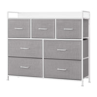 Ladekast met 7 Stoffen Lades en Metalen Frame, 28,6 x 98,1 x 85,1 cm