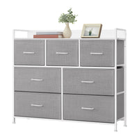Ladekast met 7 Stoffen Lades en Metalen Frame, 28,6 x 98,1 x 85,1 cm