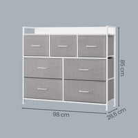 Ladekast met 7 Stoffen Lades en Metalen Frame, 28,6 x 98,1 x 85,1 cm