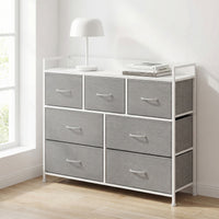 Ladekast met 7 Stoffen Lades en Metalen Frame, 28,6 x 98,1 x 85,1 cm