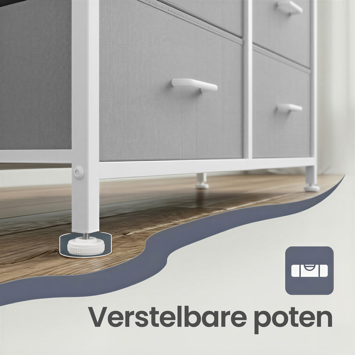 Ladekast met 7 Stoffen Lades en Metalen Frame, 28,6 x 98,1 x 85,1 cm