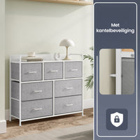 Ladekast met 7 Stoffen Lades en Metalen Frame, 28,6 x 98,1 x 85,1 cm