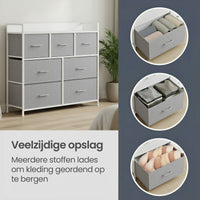 Ladekast met 7 Stoffen Lades en Metalen Frame, 28,6 x 98,1 x 85,1 cm